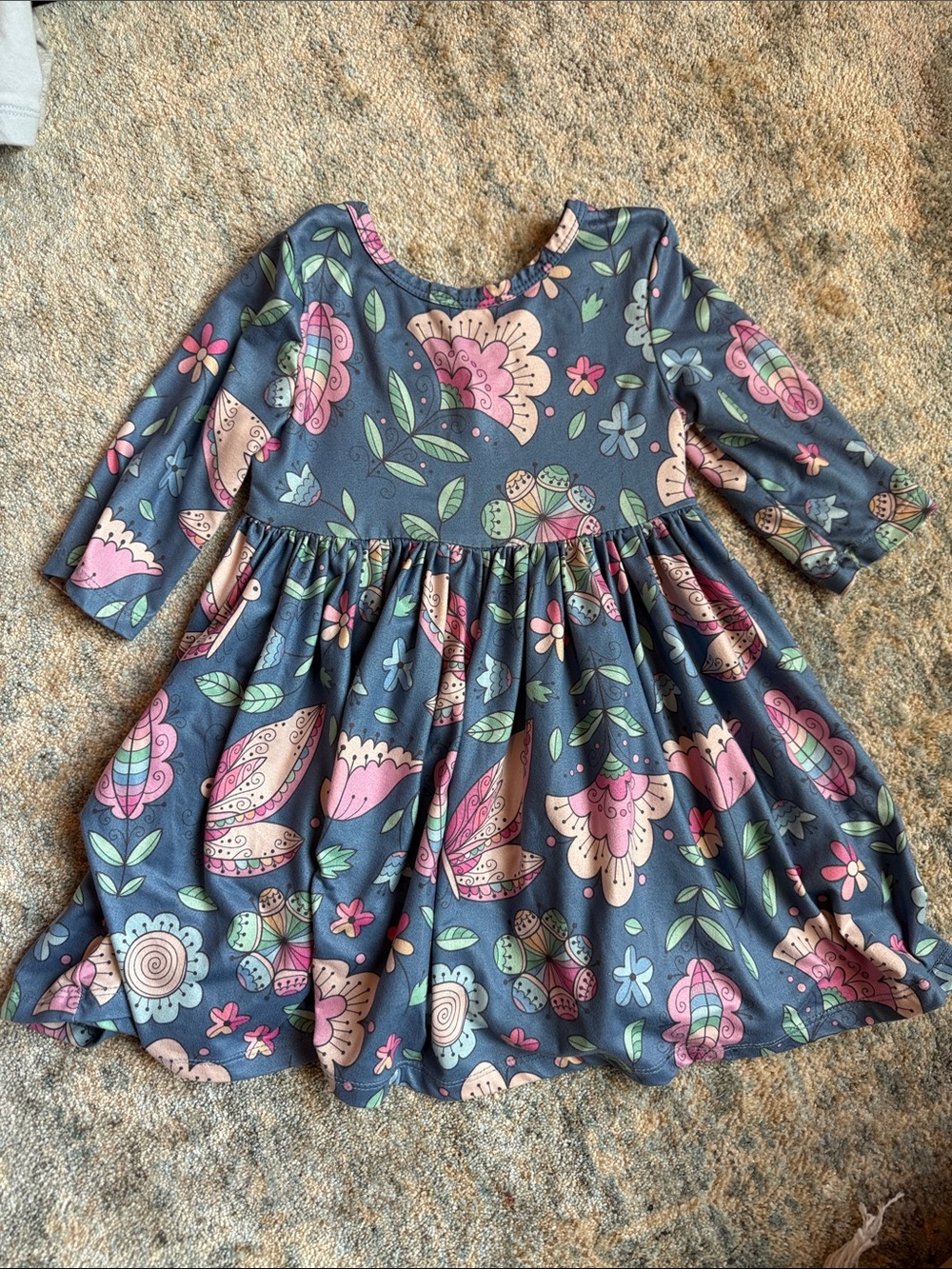 3/4 sleeve twirl dress toddler girl